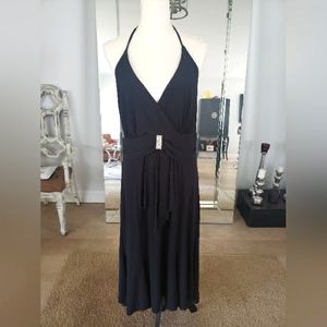 Y2k 2000s Studio 1940 Dress Size 16 Black Halter Asymmetric Fairy Whimsigoth